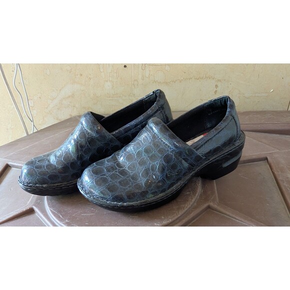 BOC Peggy Leather Wedge Clogs Women’s Size 7 Blue Black Shoes Slip On EXC COND - Picture 9 of 9